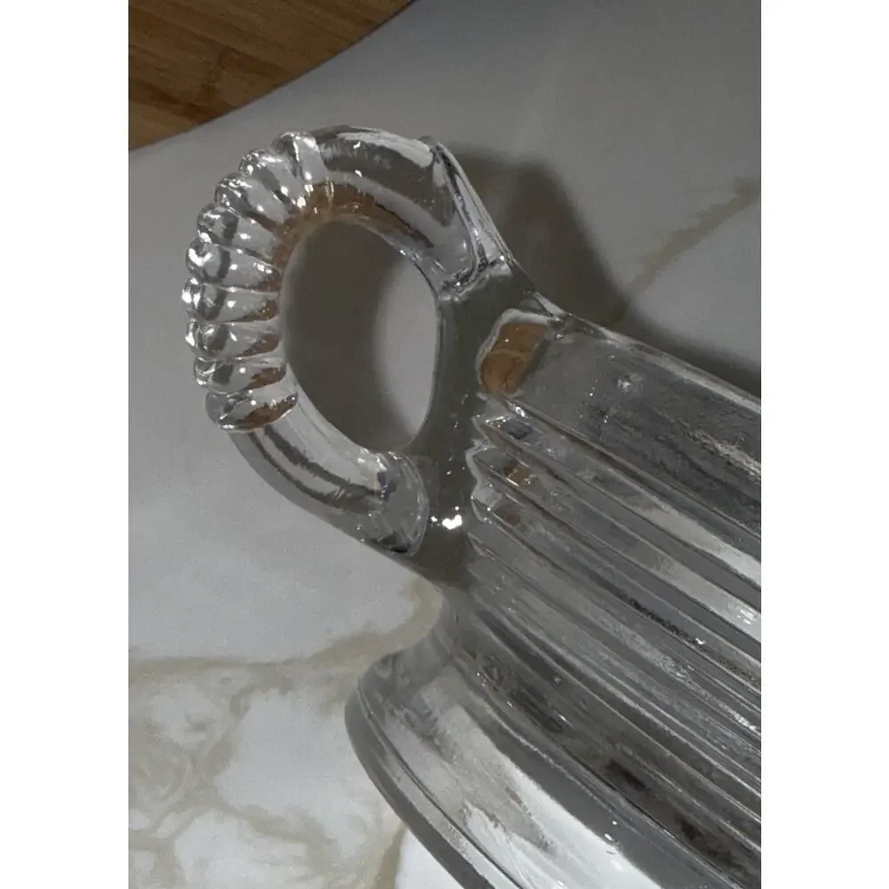 Vintage Anchor Hocking Glass Clear Ribbed Citrus Reamer Juicer 8x6” 1960’s